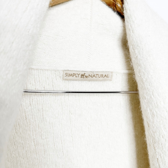 SIMPLY NATURAL ALPACA open front CARDIGAN cream white thick knit womens XS S - Picture 4 of 7